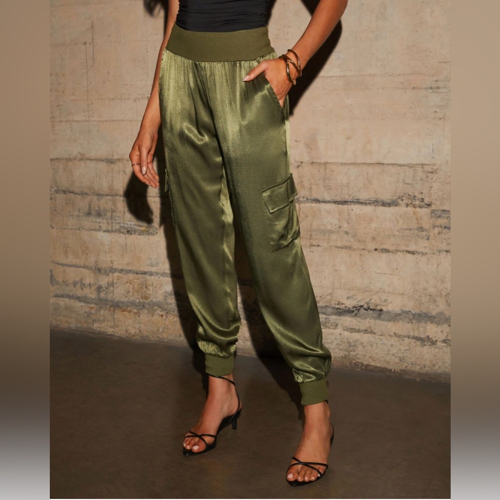 Luxe Look Satin Pocketed Joggers